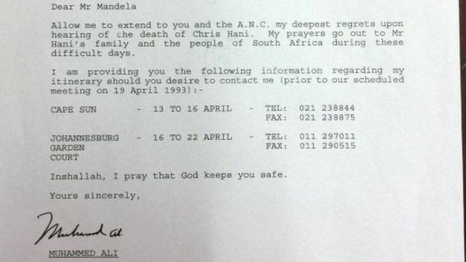 عالمی شہرت یافتہ باکسر محمد علی کا منڈیلا کو خط 7200 پاونڈ میں نیلام