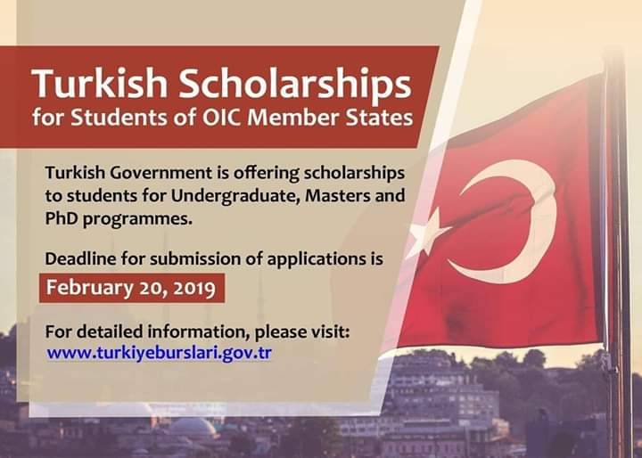 ترکی کا انڈر گریجوایٹ، ماسٹرز اور پی ایچ ڈی پروگراموں کے لئے سکالرشپ کا اعلان
