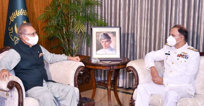 صدر مملکت ڈاکٹر عارف علوی سے پاک بحریہ کے سربراہ ایڈمرل محمد امجد خان نیازی کی ملاقات