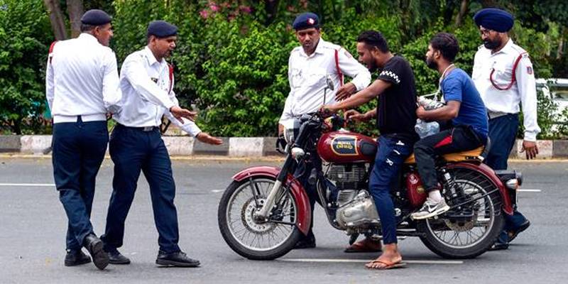 The warden fined the motorcyclist Rs 42,000