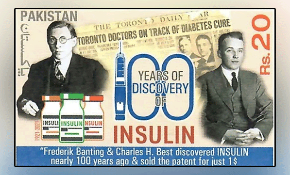 100 years since the invention of insulin, Pakistan has issued a commemorative stamp